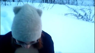 Stunning brunette continues with a nice blowjob and fucks outdoors