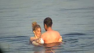 Lake Sex with passionate upright fucking videotaped by a stranger