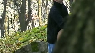 Voyeur sex blonde oral and bent over sex in public park in daylight