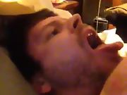 Faggot Mick taking own load down his throat