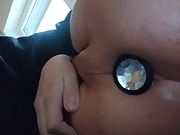 Big buttplug in smooth twink ass