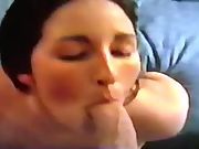 Slut wife sucking cock and licking balls for cum facial 2