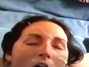 Slut wife sucking a cock for cum on her face 2