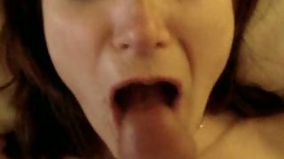 POV BJ jizzing sperm in her open mouth